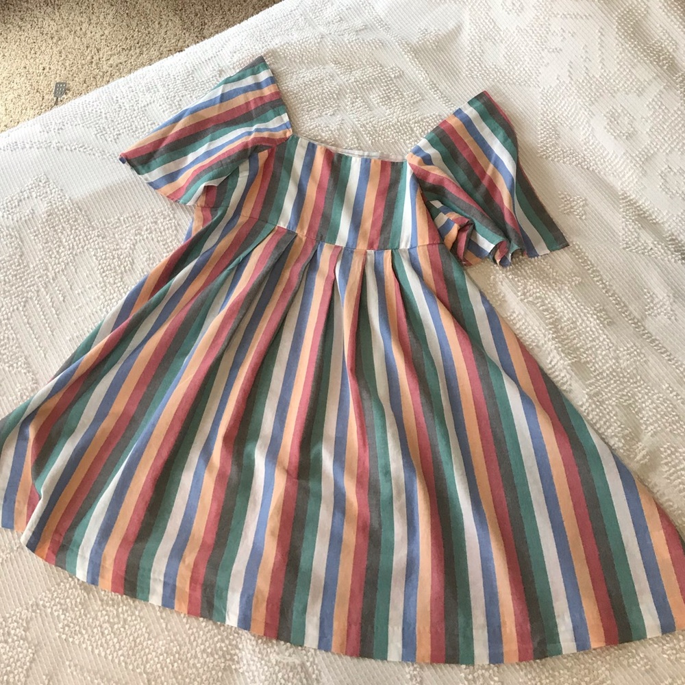 Madewell | Square neck multi color striped dress